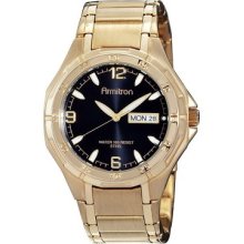 Armitron Men's 204309bkgp Gold-tone Stainless-steel & Black Dial Dress Watch