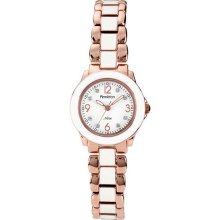 Armitron Rose Gold-Tone & White Enamel Watch