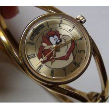 Armitron Taz Tasmanian Devil Gold Bangle Bracelet Watch