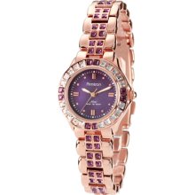 Armitron Womens Crystal Accented IP Plated Rose Gold Dial Dress Watch Gold