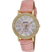 August Steiner Watches Women's Pink Mother of Pearl Dial Pink Leather