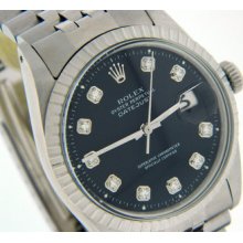 Authentic Vintage Rolex Datejust Black Dial With Diamond Hour Markers 36mm