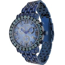 Avianne and Co. Mens Prince Collection Blue PVD Plated Diamond Watch with Blue Diamonds 17.18 Ctw