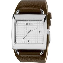 Axcent Mens Loud Stainless Watch - Brown Leather Strap - Silver Dial - AXTX80202-646