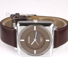 Bariho Women Simple Black Coffee Dial Leather Quartz Wristwatch Color Hands