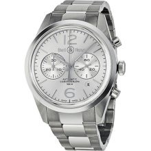 Bell And Ross Officer Automatic Chronograph Silver Dial Mens Watch