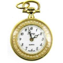 BERNEY Swiss Mini Pocket WATCH PENDANT w/ Seed Pearls