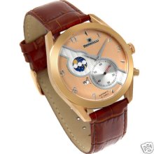 Bernoulli Beacon Gents Automatic Multi-function Cognac Leather Strap/rose Gold-s