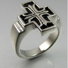 Biker Classic Stainless Steel Cross Mens Ring