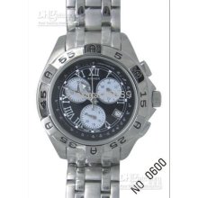 Black Aigner Chronograph Mens Watch Black Sub-dial Steel Band Man Wa