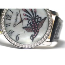 Black Strap Silver Plated Lady Dress Phoenix Watch Abs2