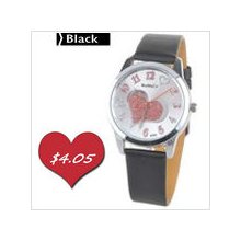 Black Trendy Quartz Wrist Watch with Leatherette Strap