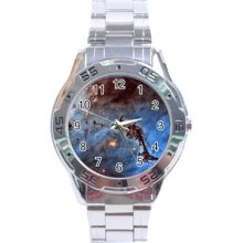 Blue Space Dust Nebula Galaxy Universe Stainless Steel Analogue Watch