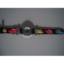 Boys Analog Nascar Black Band Sports Watch