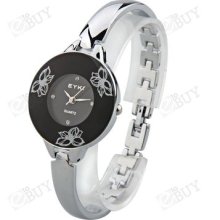 Bracelet Quartz Movement Black Tempered Glass Dial Wrist Watch Wristwatch