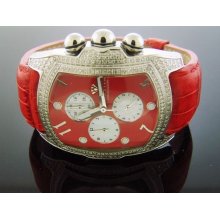 Brand New Aqua Master 2.50 Ct Diamonds Watch Red Color Face