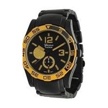 Brand NEW Geneva Mens Chronograph Watch with Decorative Yellow Bezel REG-$120