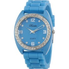 Breda Womens 2263 Blue Leighton Sporty Rhinestone Silicone Watch