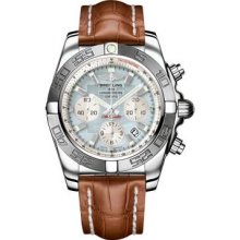 Breitling Chronomat B01 Stainless Steel Satin Bezel AB011011/G685-croco-gold-deployant