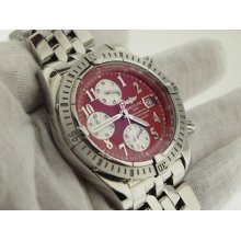 Breitling Mens Stainless Steel Chronomat Evolution Limited Red Dial.