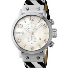 Brera 'Isabella' Round Chronograph Calf Hair Strap Watch Silver/ Zebra