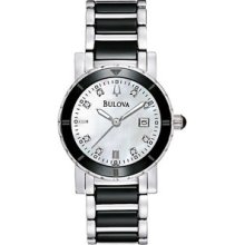 Bulova Black Ceramic Diamond Ladies Watch 98P122