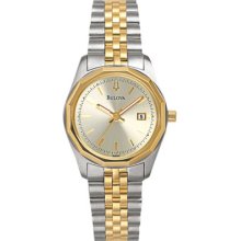 Bulova Ladies Dresschampagne Dial 98m000 Two Tone Watch