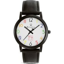 Bulova Unisex Black Leather Strap Watch