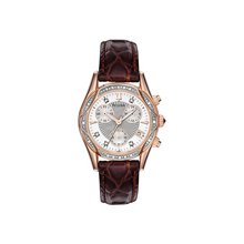 Bulova Women's 98r136 Mother-of-pearl Dial Diamonds Brown Strap Watch