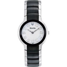 Bulova Women's Black and Silver Ion-plated Diamond Watch (Bulova Women's ion plated Watch)