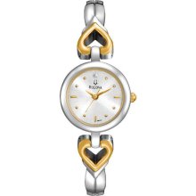 Bulova Women's 'Diamonds' Stainless Steel Goldtone Hearts Watch