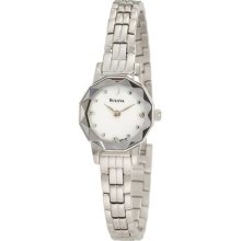 Bulova Women's 'dress' Stainless Steel/ Mother Of Pearl Watch