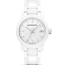 Burberry White Ceramic Watch, 34mm