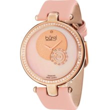 Burgi Watches Women's Diamond/Swarovski Crystal Pink Genuine Leather