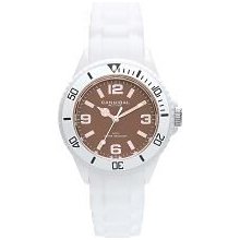 Cannibal Kid's Quartz Watch With Brown Dial Analogue Display And White Silicone Strap Ck215-01H