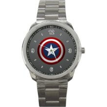 Captain America Sport Metal Watch Mw175 - Stainless Steel - Gray - cartoon