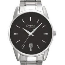 Caravelle By Bulova Stainless Steel Men`s Round Black Dial Dress Watch