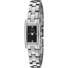 Caravelle by Bulova Women's White Diamond Black Dial Stainless Steel