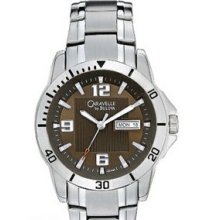 Caravelle Men`s Stainless Steel Dress Watch W/ Brown Dial