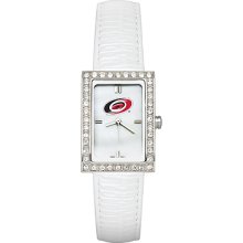 Carolina Hurricanes Ladies Allure Watch White Leather Strap