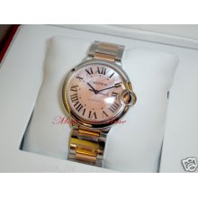 Cartier Ballon Bleu Medium 18kt Rose Gold & Steel Mother Of Pearl Dial W6920033