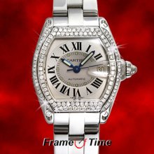 Cartier Men Roadster Stainless Steel Diamond Automatic Date Sport Watch W62000v3