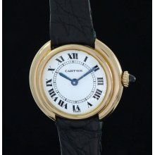 Cartier Rounde Vendome Ladies 18k Solid Gold Watch Manual Wind