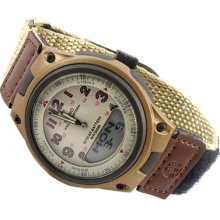 Casio Sport Beige Dial World Time Ana/digi Cloth Band Quartz Men Watch Aw-80v-5b