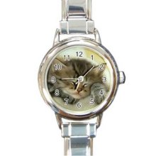 Cat Kitten Round Italian Charm Watch 18