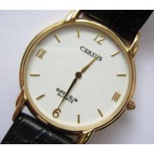 Certus Super Slim Quartz N.o.s. Watch White Dial - Runs And Keeps Time