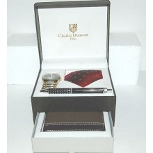 Charles Dumont Paris 363 Watch Red Heart Tie Pen Wallet Gift Set Boxed