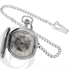 Charles Hubert Classic White Dial 17 Jewel Mechanical Movement Two Tone Pocket Watch with Pocket Chain 3753