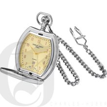 Charles Hubert Gold and Chrome Plated Swiss Quartz Pocket Watch with Eiffel Tower Logo 3732