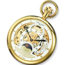 Charles Hubert Gold-pltd Stnlss Open Face Dual Time Pocket Watch